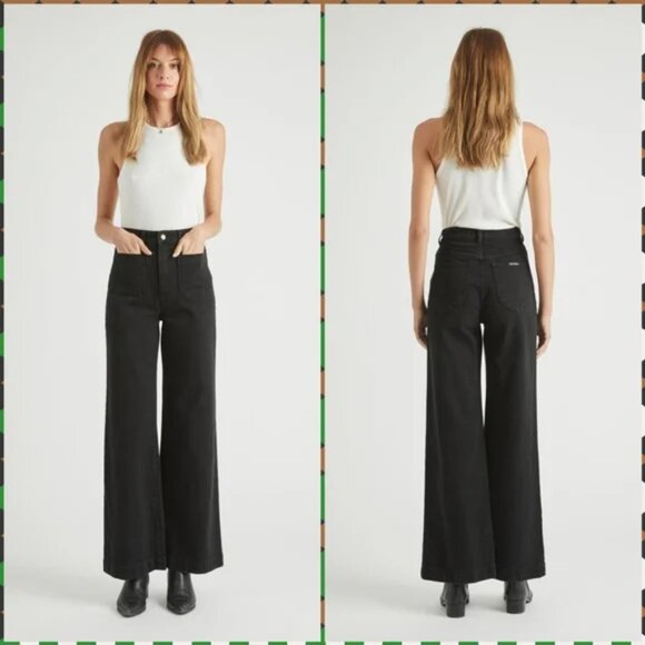 Rolla's High Rise Wide Leg Black Sailor Jeans - Picture 3 of 10